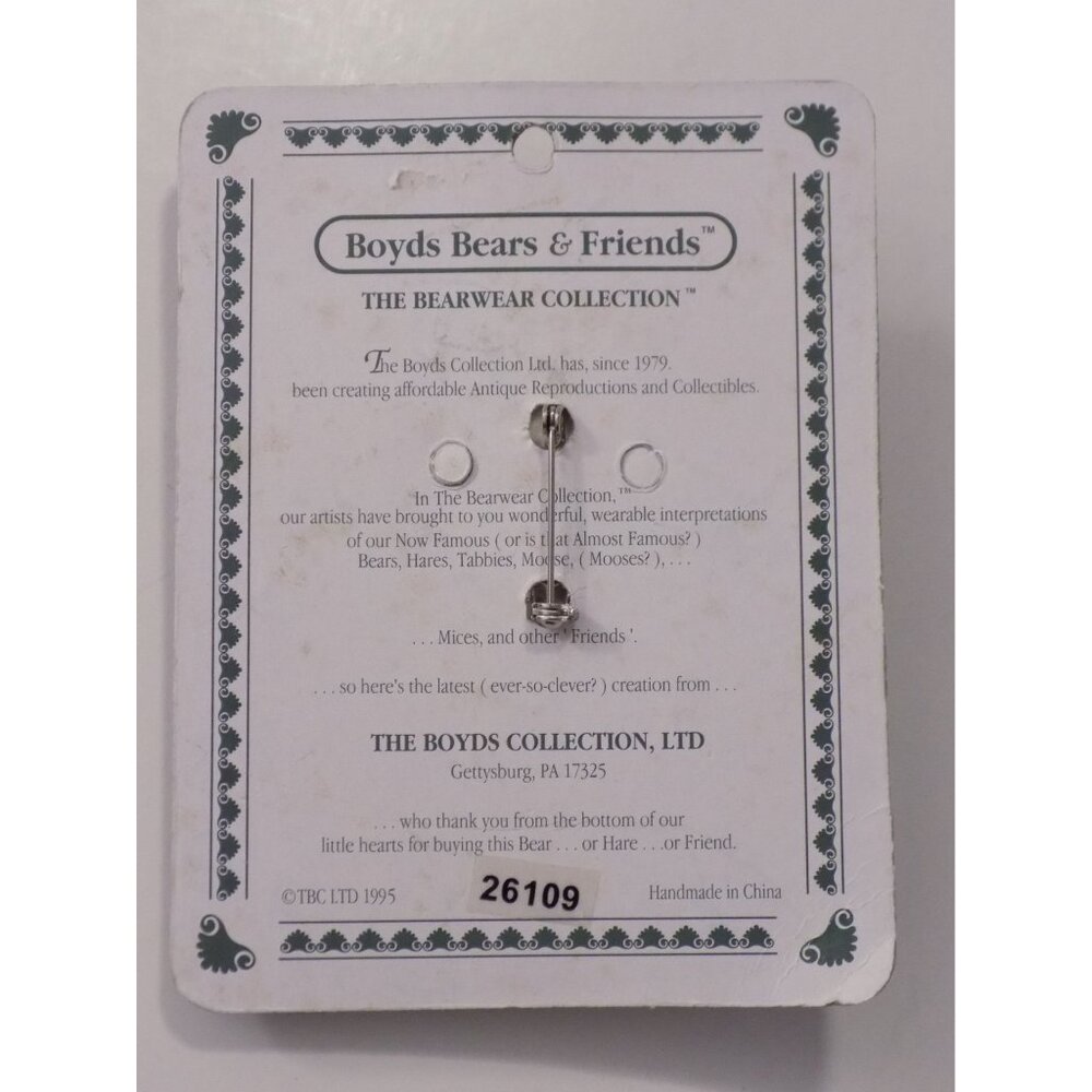 Boyds Bears Bearwear Brooch Lapel Pin 1995 Bailey...The Graduate Vintage - 26109 - Picture 3 of 4